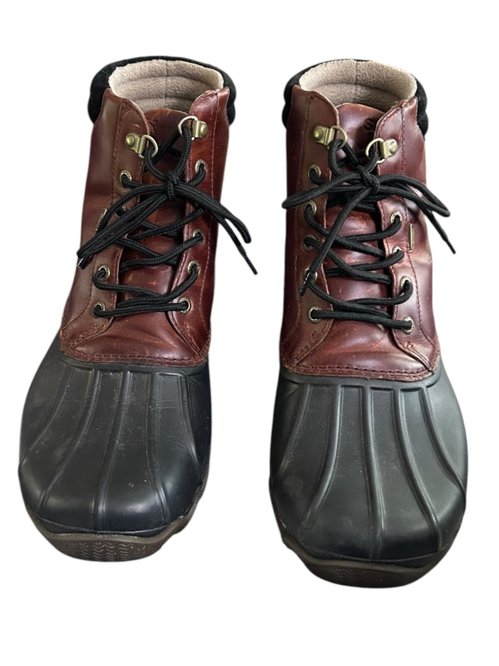 Sperry Avenue Duck Boots Men’s 10.5 Brown Black Waterproof Leather STS10548